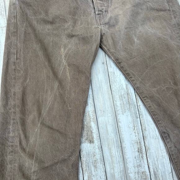 Levi’s Fresh Premium 501 Jeans 32x32 (30x27”) Brown Distressed Workwear Lemon - Picture 13 of 16